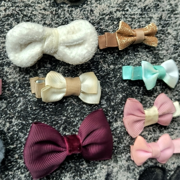 Small Colorful Hair Bows Clips For Baby And Toddler LOT Of 11 - Picture 3 of 5